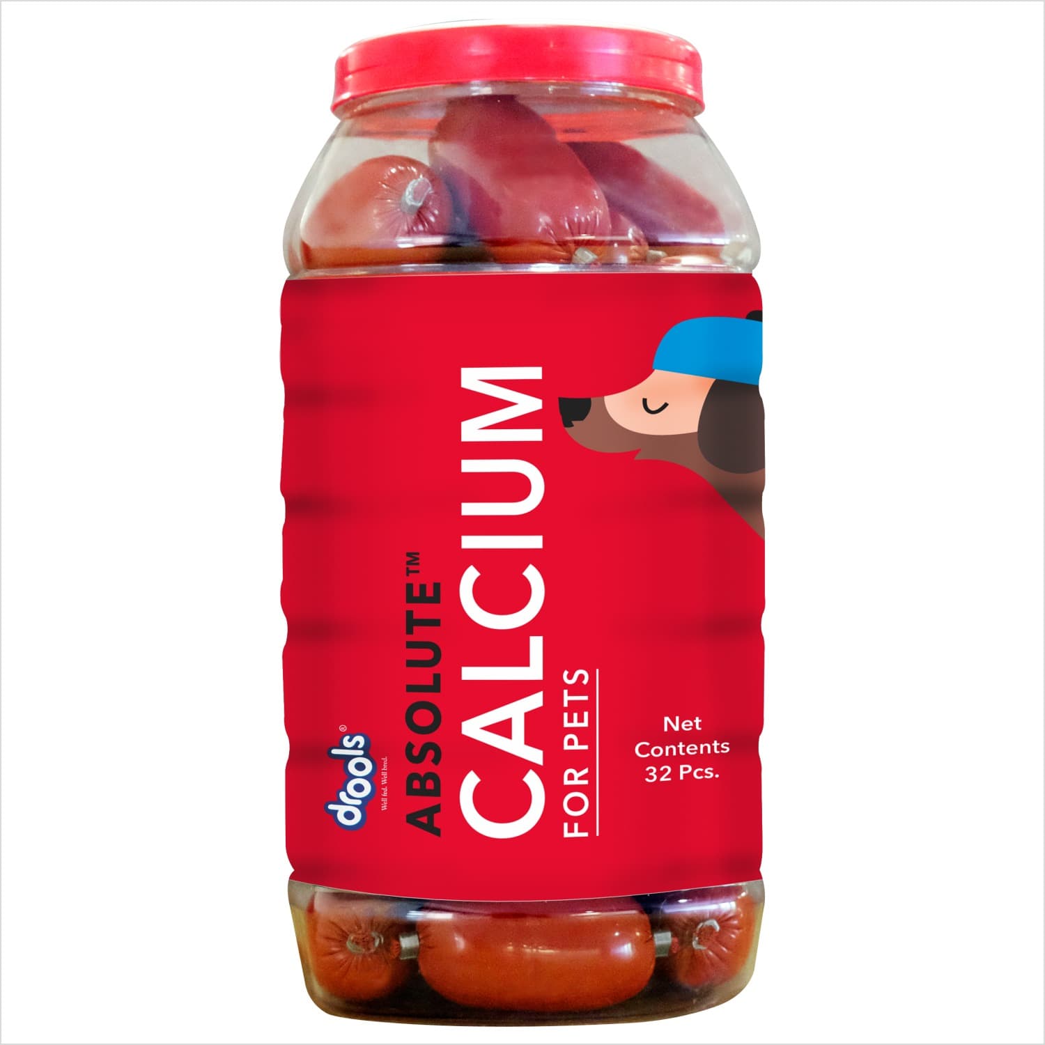 Drools Absolute Calcium Sausage Dog Supplement - Jar ,32 Pcs